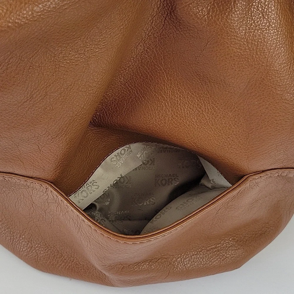 Michael Kors Fulton Pebbled Leather Hobo Bag Brown